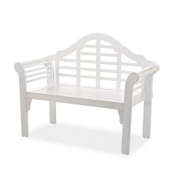 Plow & Hearth Lutyens Wood Garden Bench, in White