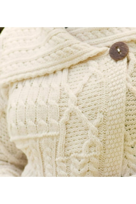 Plow & Hearth Merino Wool Corina Cardigan Sweater, in Ecru Size L (12-14)