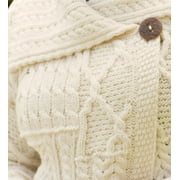 PLOW & HEARTH Merino Wool Corina Cardigan Sweater with Single-Button Front - S (4-6) Ecru