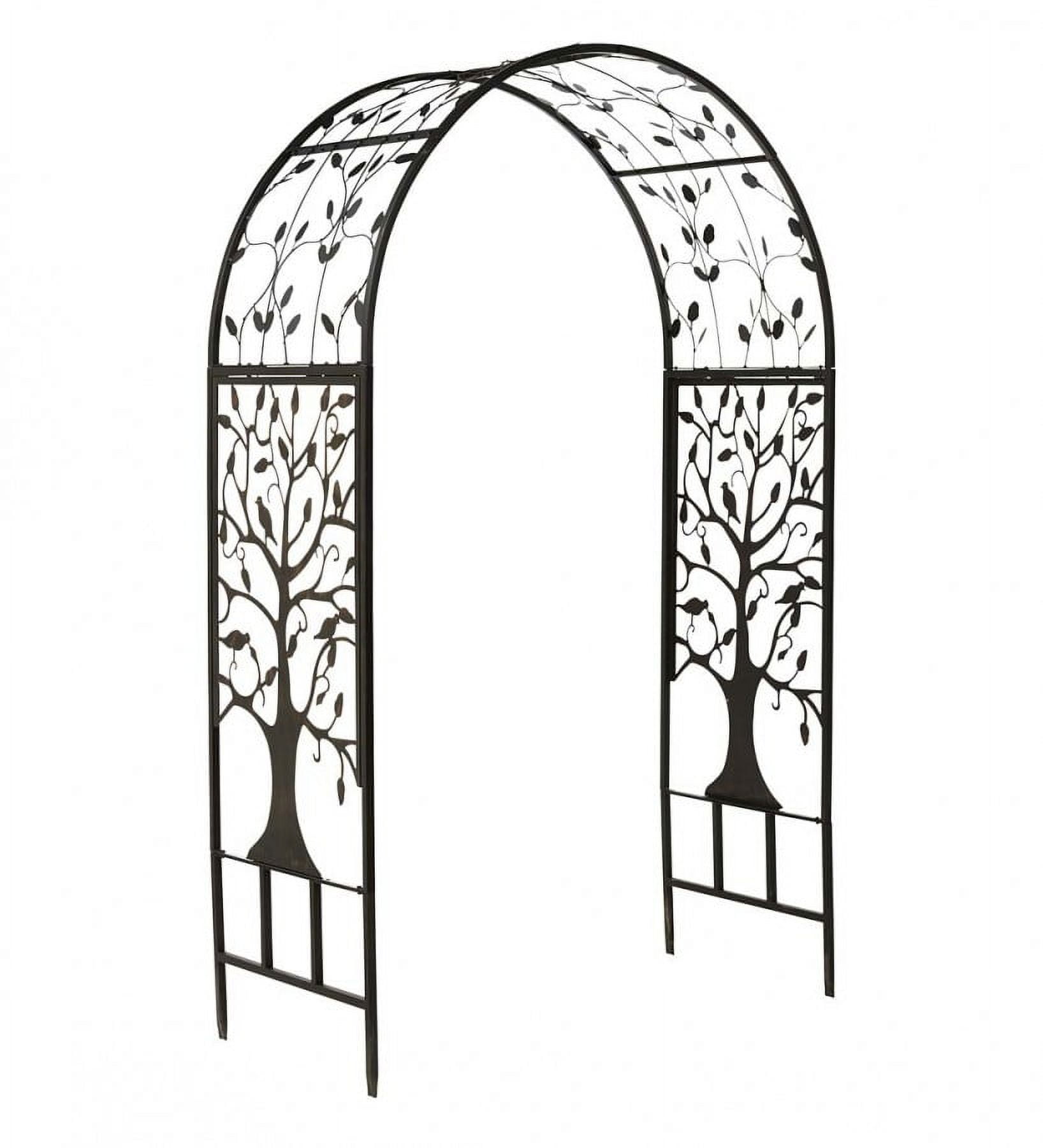 Plow & Hearth Metal Arched Garden Arbor with Tree of Life Design