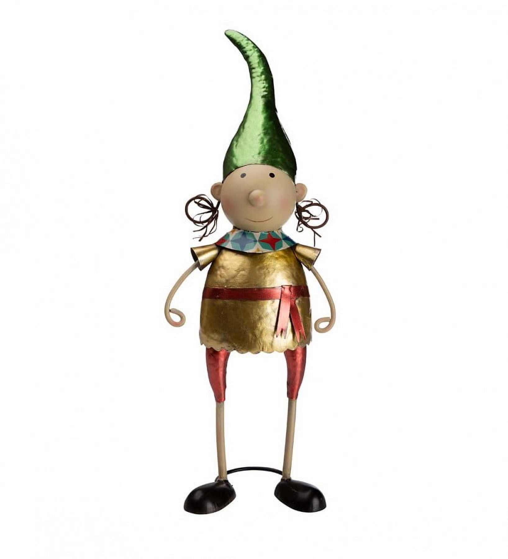 Plow & Hearth Metal Elf With Green Hat Christmas Garden Statue