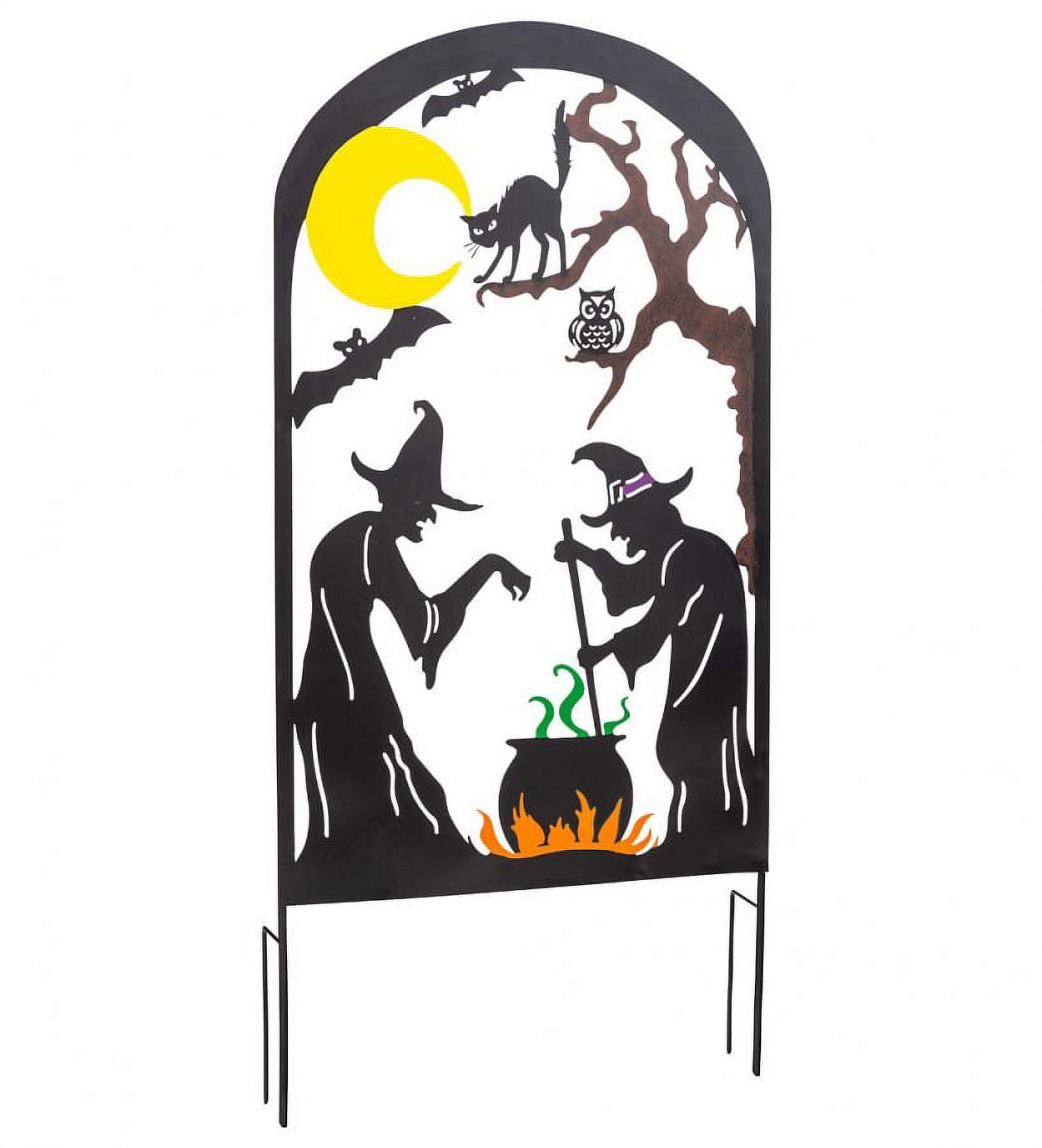 Plow & Hearth Metal Halloween Trellises In Witch And Haunted House Designs Witches