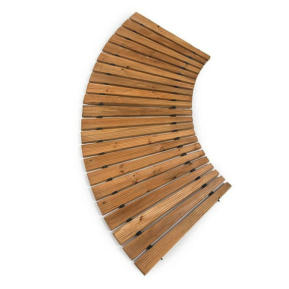Plow & Hearth Portable Roll-Out Wooden Curved Garden Pathway, 4'L x 18"W