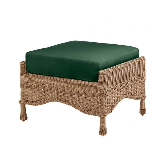 Plow & Hearth Prospect Hill Outdoor Wicker Deep Seating Ottoman with Cushion