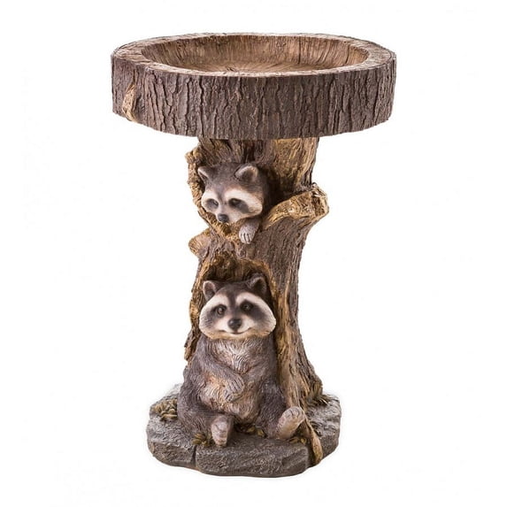 Plow & Hearth Resin Raccoon Birdbath