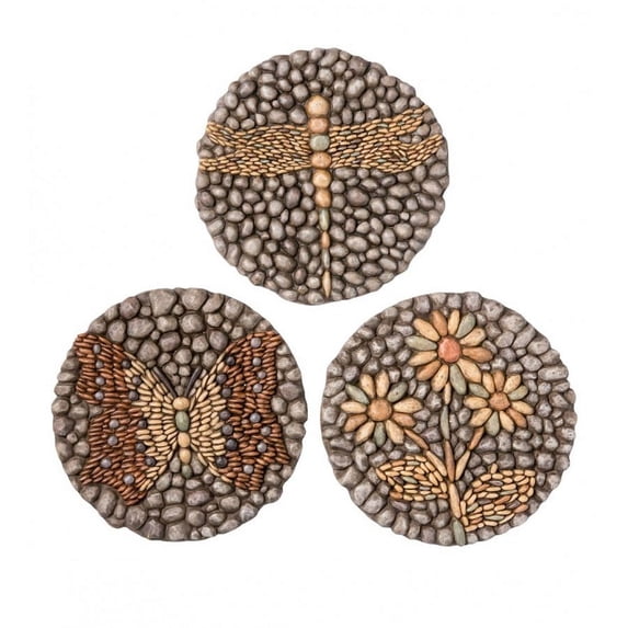 Plow & Hearth Resin Rock Stepping Stones, Set of 3