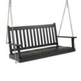 thumbnail image 1 of Plow & Hearth Slatted Wood Porch Swing - Black Paint, 1 of 1
