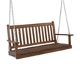 thumbnail image 1 of Plow & Hearth Slatted Wood Porch Swing - Natural Stain, 1 of 2