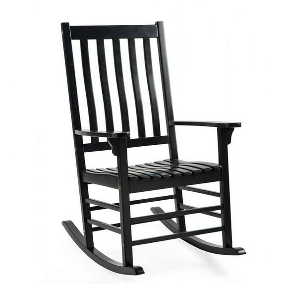 Plow & Hearth Slatted Wood Rocker - Black Paint