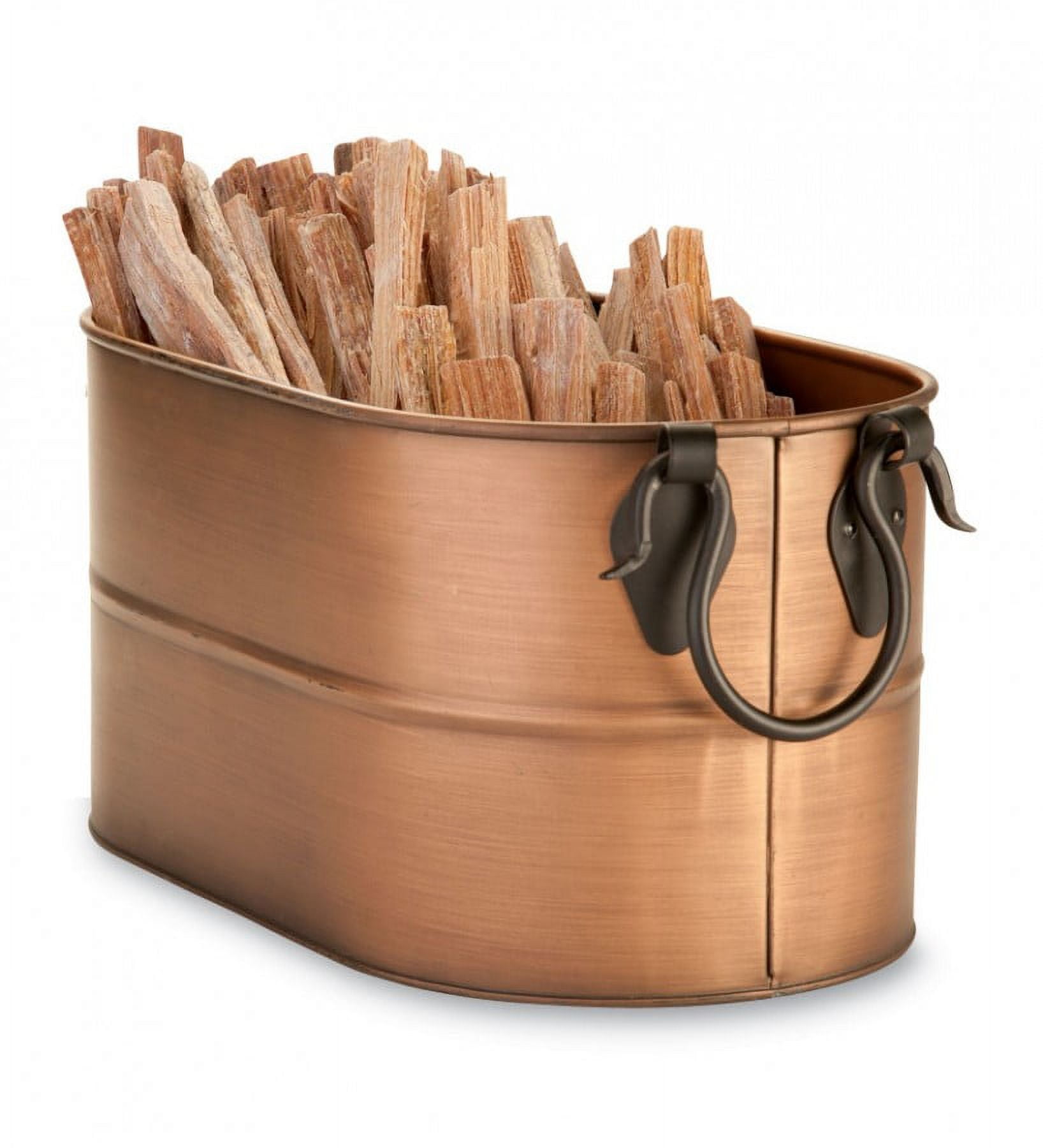 Plow & Hearth Small Copper Finished Firewood Bucket With 5 lbs. Fatwood