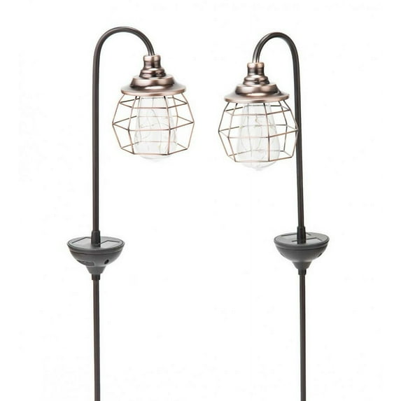 Plow & Hearth Solar Firefly Garden Pathway Lights, Set of 2 - Copper