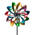 thumbnail image 1 of Plow & Hearth Solar Lighted LED Flower Metal Wind Spinner with Bi-Direction Rotors, 1 of 5