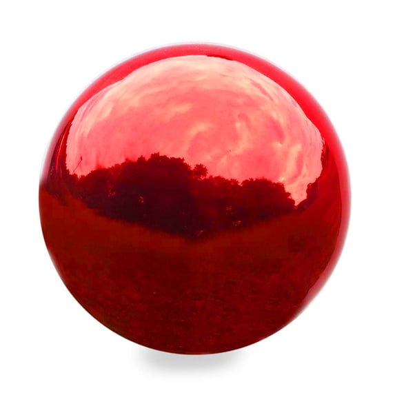 Plow & Hearth Stainless Steel Gazing Ball Red