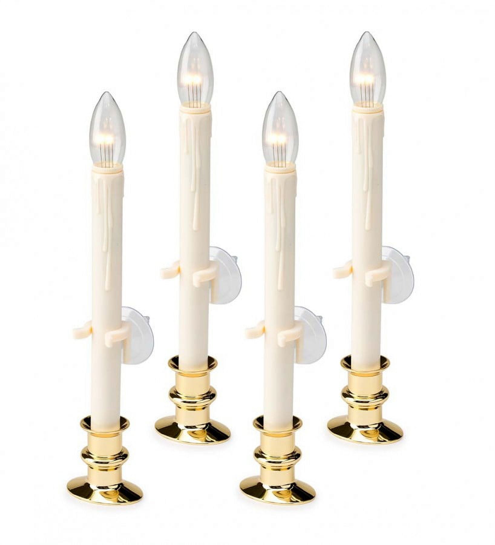 Plow & Hearth Suction Cup Window Candles with Timer and Remote, Set of