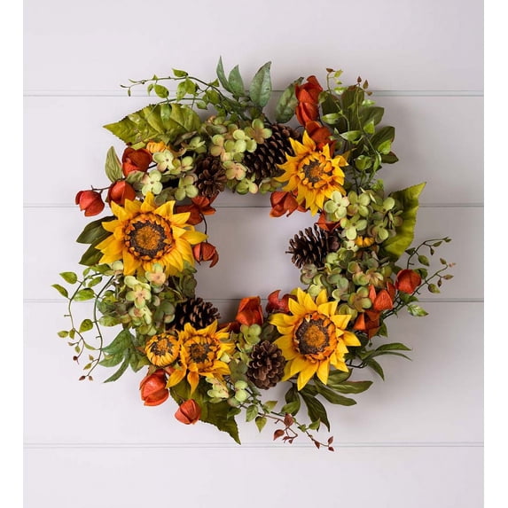 Plow & Hearth Sunflower and Hydrangea Wreath