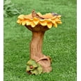 thumbnail image 1 of Plow & Hearth Sunflower with Leaves and Ladybug Carved Resin Birdbath, 1 of 2