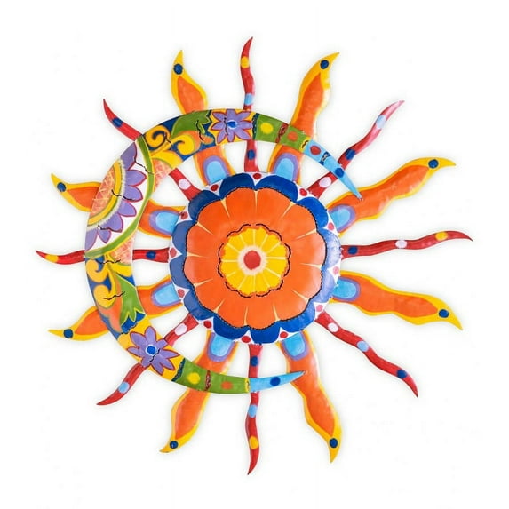 Plow & Hearth Talavera Sun and Moon Painted Metal Wall Art