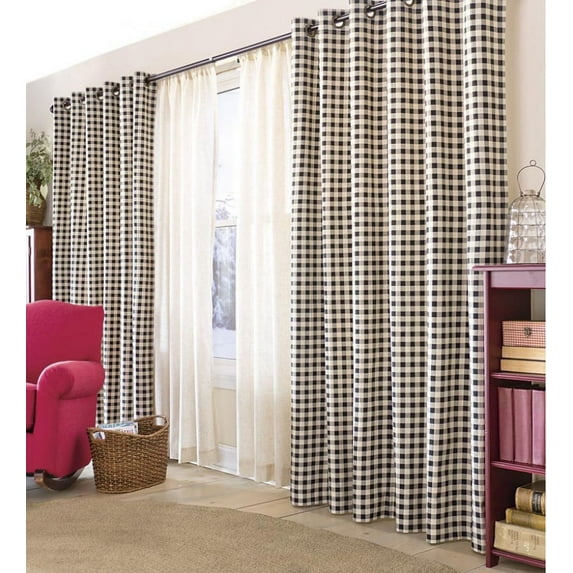 Plow & Hearth Thermalogicª Check Grommet-Top Curtain Pair, 95"L