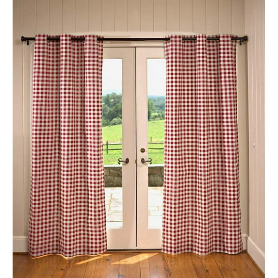 Plow & Hearth Thermalogicª Check Grommet-Top Double-Wide Curtain Pair, 84"L