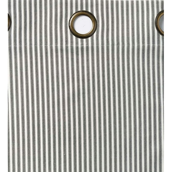 Plow & Hearth Thermalogic Insulated Ticking Stripe Grommet Top Curtain Pair, 54"L Black