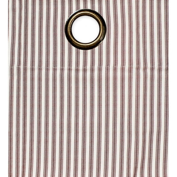 Plow & Hearth Thermalogic Insulated Ticking Stripe Grommet Top Curtain Pair, 54"L Burgundy