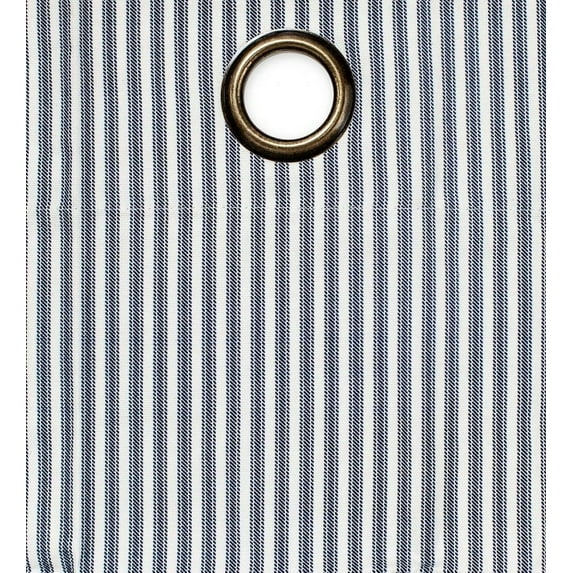 Plow & Hearth Thermalogic Insulated Ticking Stripe Grommet Top Curtain Pair, 63"L - Navy