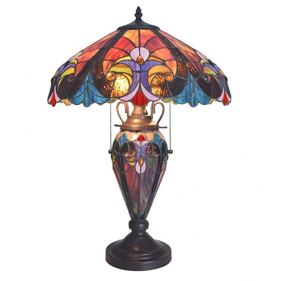 Plow & Hearth Tiffany Style Stained Glass Table Lamp