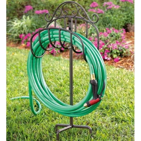 Plow & Hearth Wrought Iron Hose Holder with Ground Stake