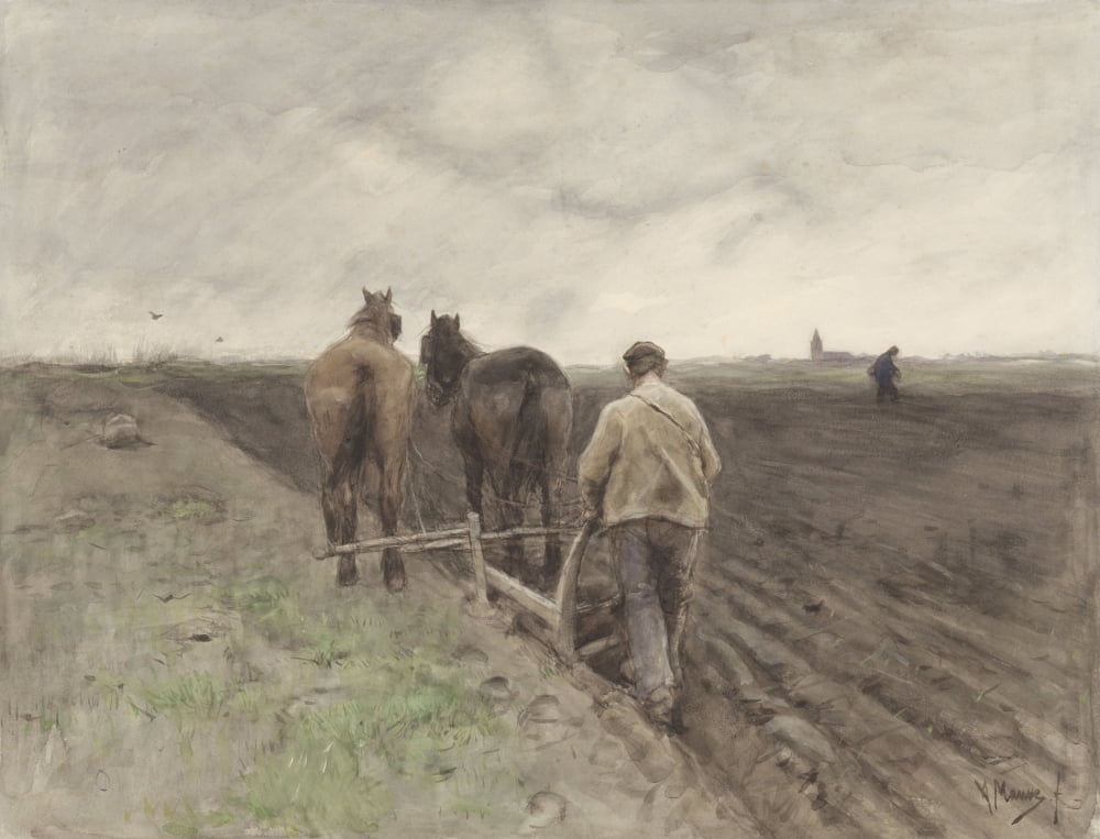 Plowing Farmer Canvas Art - (36 x 24)