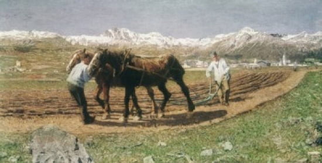 Plowing in the Engadin Giovanni Segantini (1858-1899 Italian) Canvas Art - Giovanni Segantini (24 x 36)