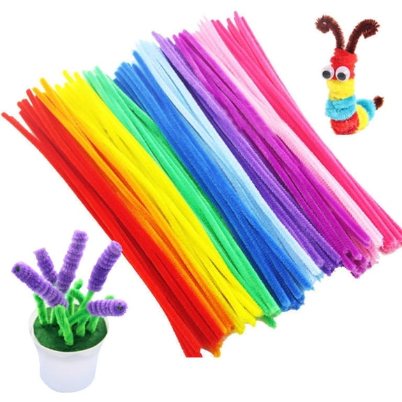 Ployzin 200PCS Thick Pipe Cleaners Craft, 20 Colors Chenille Stems, 11.81" x 0.31" Fuzzy Craft Stems for DIY Art Projects, Decorations and Classroom Crafts