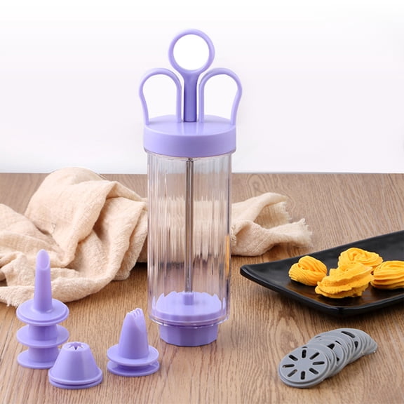 Plstic Flo Wer Squeezer 1Pcs Purple Plastic Piping Gun Set with 17 Nozzles for Cake Decorating Cream Puff Cookie Baking Tools NCHKUN