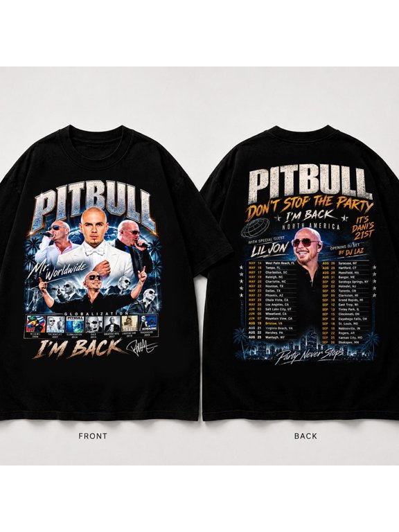 Pltbull Mr. Worldwide Don't Stop The Party Vintage T-Shirt, Concert Tou Graphic Tee