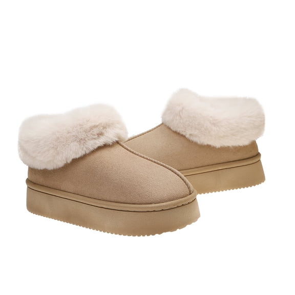 Women’s Winter House Slippers Fleece Lined Faux Fur Slip-On with Supportive Memory Foam Sole