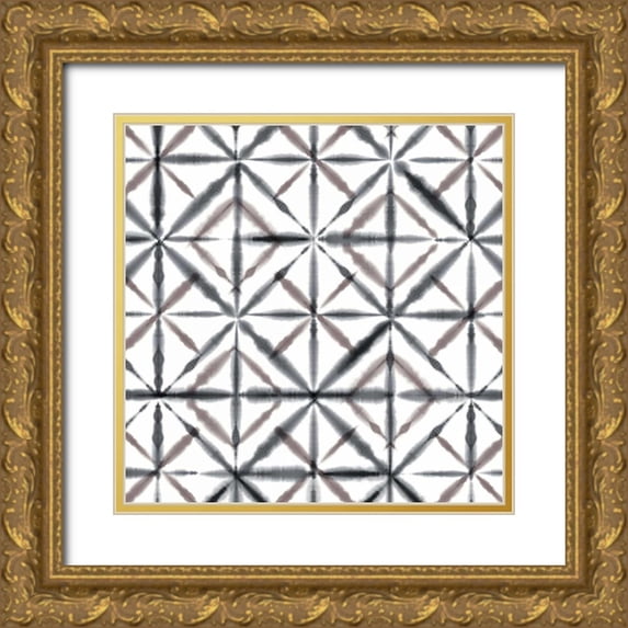 Pluch, Melissa 15x15 Gold Ornate Wood Framed with Double Matting Museum Art Print Titled - Shibori Global Pattern