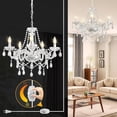 thumbnail image 1 of Plug in Chandelier Dimmable,5 Lights K9 Crystal Glass Pendant Light Fixture, Modern White Candle Hanging Chandelier for Bedroom Living Dining Room Kitchen Island, 1 of 11