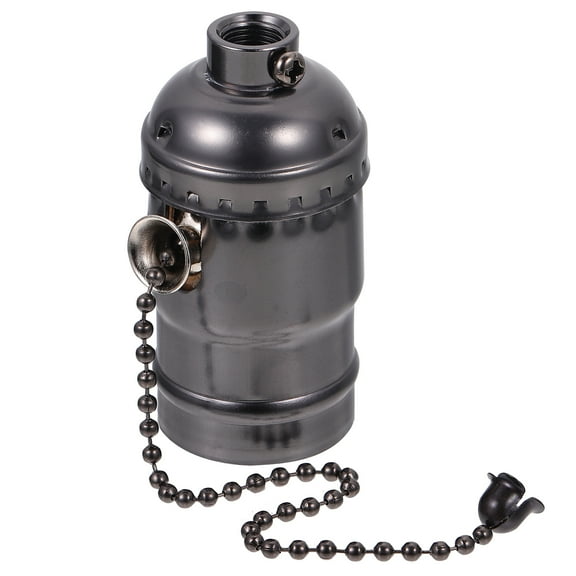 FELTECHELECTR Aluminum Vintage Light Socket E27 Pull Chain Switch Lamp Holder Pull Zipper