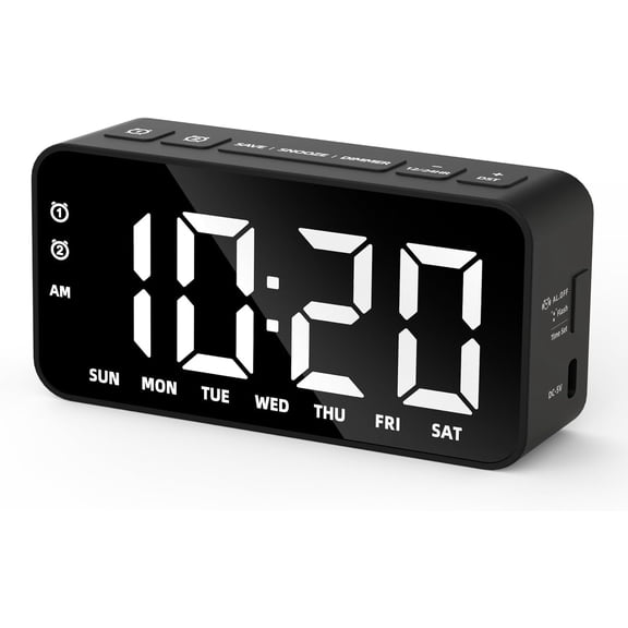 Plug in Digital Alarm Clocks with Rechargeable Backup Battery for Bedrooms Living Room Study Loud Bedside Desk Clock Memory Function Dual 3 Modes Weekends Weekdays Every Day Kids Adults