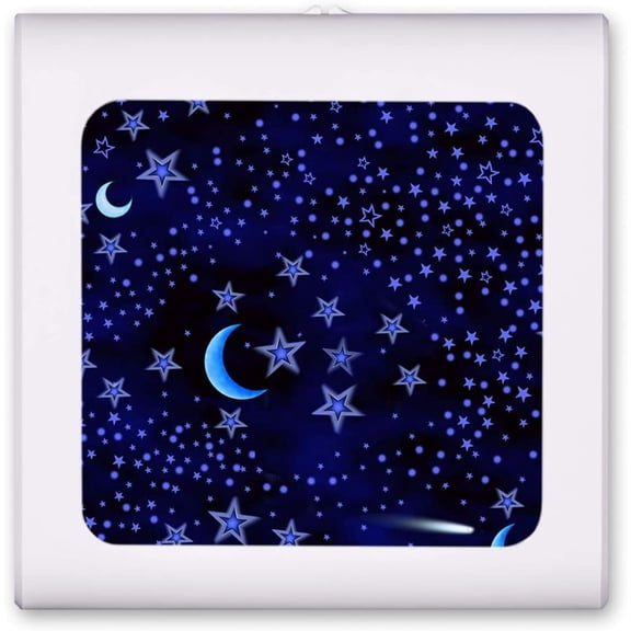 Plug in Dimmable LED Night Light with Dusk to Dawn Auto Sensor, Adjustable Brightness, Warm Light, Auto On/Off Nightlight for Bathroom, Hallway, Nursery, Bedrooms - Blue Stars