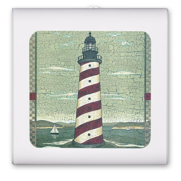 Plug in Dimmable LED Night Light with Dusk to Dawn Auto Sensor, Adjustable Brightness, Warm Light, Auto On/Off Nightlight for Bathroom, Hallway, Nursery, Bedrooms - Cape Lighthouse