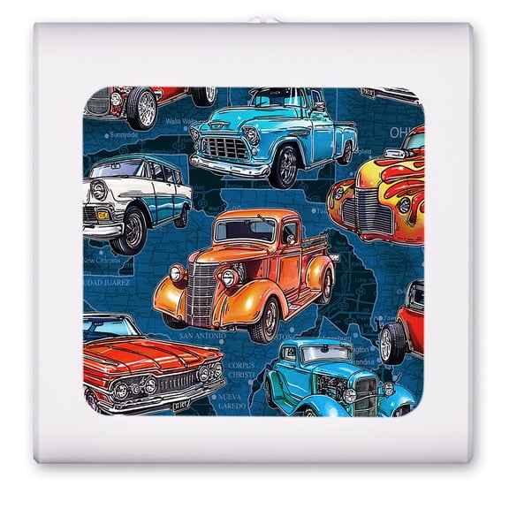 Plug in Dimmable LED Night Light with Dusk to Dawn Auto Sensor, Adjustable Brightness, Warm Light, Auto On/Off Nightlight for Bathroom, Hallway, Nursery, Bedrooms - Hot Rod Trucks