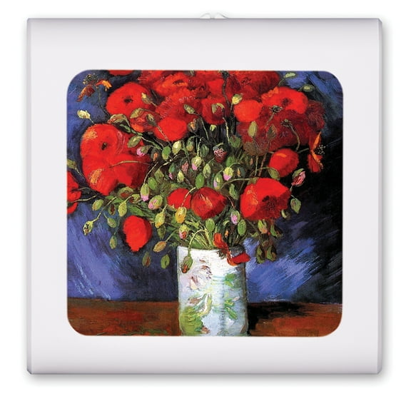 Plug in Dimmable LED Night Light with Dusk to Dawn Auto Sensor, Adjustable Brightness, Warm Light, Auto On/Off Nightlight for Bathroom, Hallway, Nursery, Bedrooms - Van Gogh: Poppies