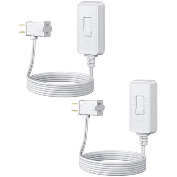 Plug in Dimmer Switch for Lamp, Table Lamp Dimmer for Dimmable LED/CFL Lights and Incandescent Bulbs, Full Range Slide Control, Extension Cord Dimmer, White, 2 Pack