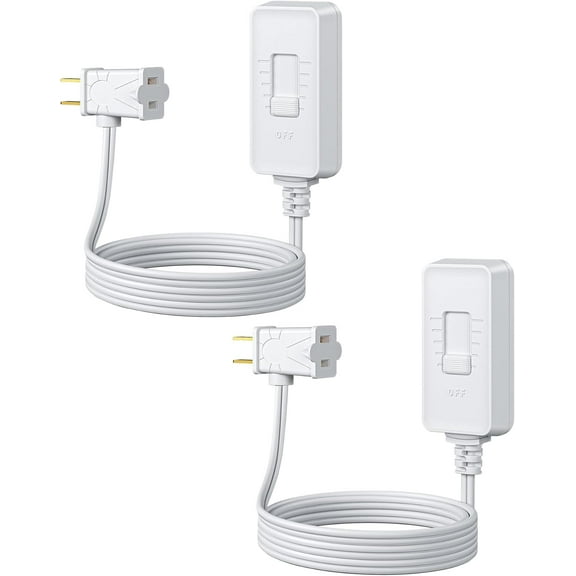 Plug in Dimmer Switch for Lamp, Table Lamp Dimmer for Dimmable LED/CFL Lights and Incandescent Bulbs, Full Range Slide Control, Extension Cord Dimmer, White, 2 Pack