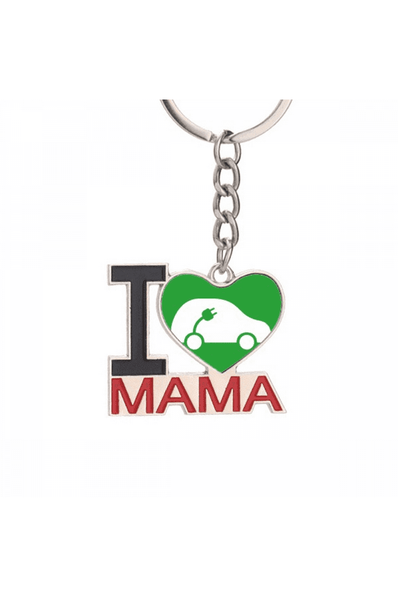 Plug Energy Vehicles Protect Environment Keychain Metal Keyring Holder Love MAMA Mother
