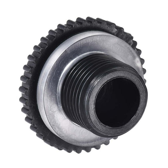 Plug Fittings, G1/2 Thread, Flanged Adaptors Sealing Plugs with Gasket, for Water Tanks, Aquariums, Black, 2Pcs