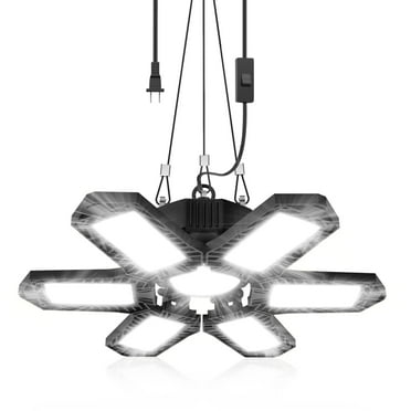 Plug in Garage Light, 200W 20000LM Linkable Shop Light, 6500K Hanging LED Lights with 9.84ft Power Cord and US Plug, for Garage, Warehouse, Barn (Built-in ON/Off Switch)