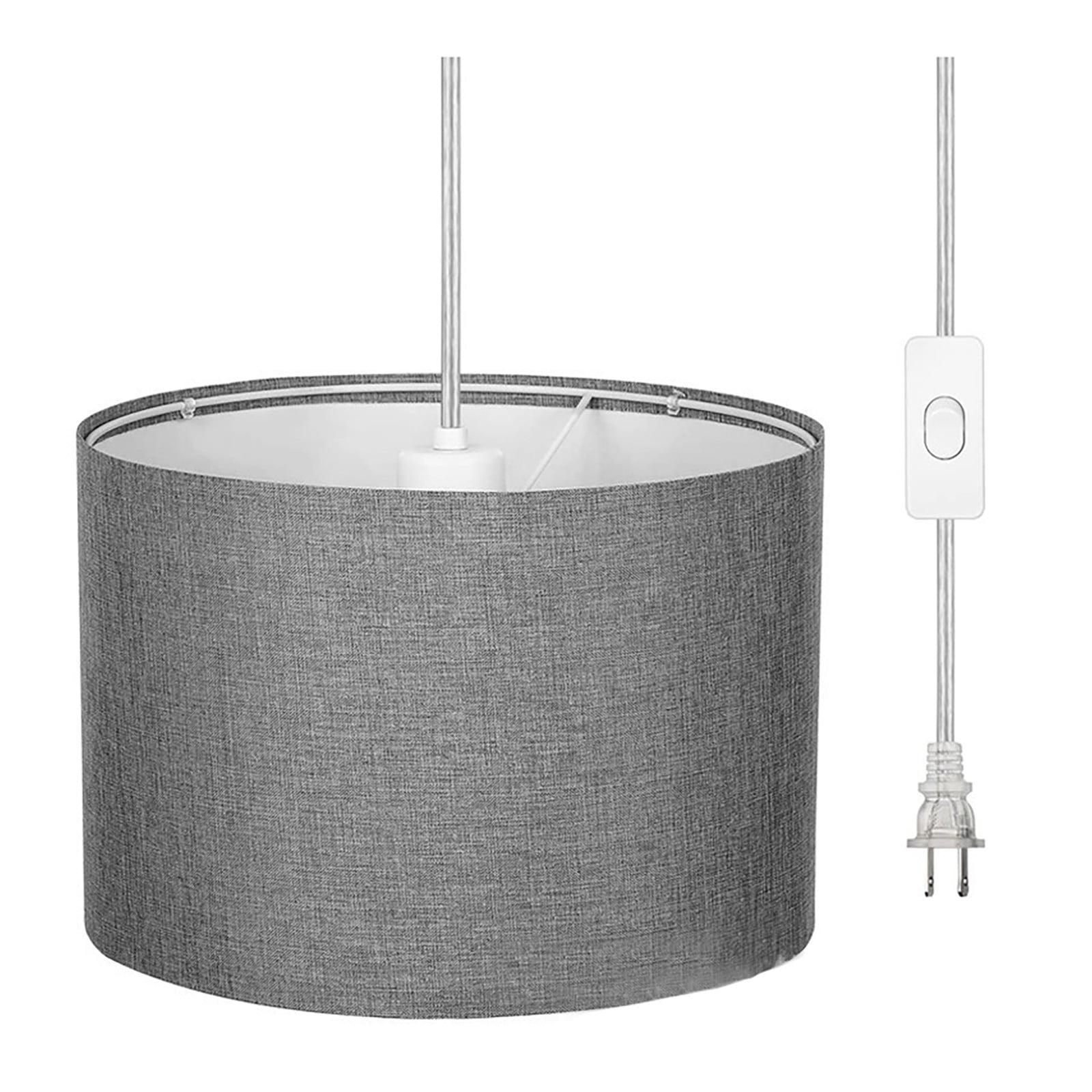 Plug In Hanging Lamp with 15Ft Cord On/Off Pendant Lighting Modern Fabric Shade Table Lamps for Living Room Bedroom Bedside Kitchen Dining Table 9.5*7.2inch
