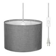 thumbnail image 1 of Plug In Hanging Lamp with 15Ft Cord On/Off Pendant Lighting Modern Fabric Shade Table Lamps for Living Room Bedroom Bedside Kitchen Dining Table 9.5*7.2inch, 1 of 5
