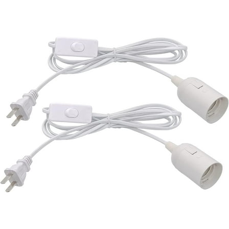Plug in Hanging Light Kit, Retro Hanging Lights with Plug in Cord, E26 E27 Industrial Pendant Light Fixture, 9.8 FT Cord with On/Off Switch Hanging Lamp for Living Room Bedroom 2 Pack (White)